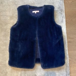 Jigsaw Junior Girls Faux Fur Navy Gilet